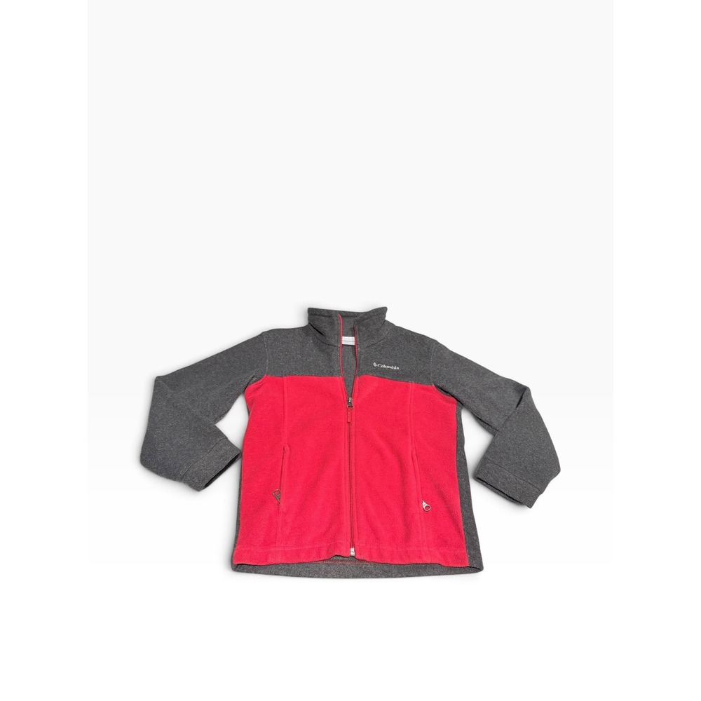 Columbia Kids Fleece Jacket XS Grey Red Colorblock Full Zip Sweater